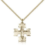 Modern Crucifix Pendant, Gold Filled - Gold-tone