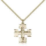 Modern Crucifix Pendant, Gold Filled - Gold-tone