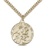 St. Anthony Medal, Gold Filled - 24&quot; 2.4mm Gold Plated Endless Chain