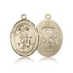 Guardian Angel National Guard Medal, 14 Karat Gold, Large - 14 KT Yellow Gold