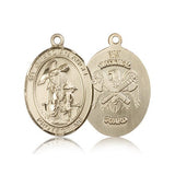 Guardian Angel National Guard Medal, 14 Karat Gold, Large - 14 KT Yellow Gold