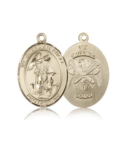 Guardian Angel National Guard Medal, 14 Karat Gold, Large - 14 KT Yellow Gold