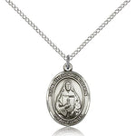 St. Theodore Guerin Medal, Sterling Silver, Medium - 18&quot; 1.2mm Sterling Silver Chain + Clasp
