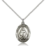 St. Theodore Guerin Medal, Sterling Silver, Medium - 18&quot; 1.2mm Sterling Silver Chain + Clasp