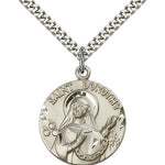 St. Dorothy Medal, Sterling Silver - 24&quot; 2.4mm Rhodium Plate Endless Chain