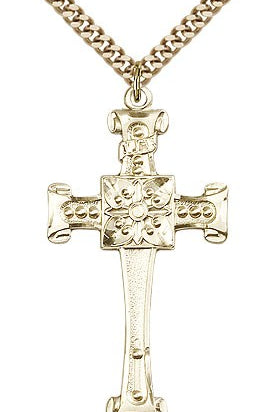 Cross Pendant, Gold Filled - 24&quot; 2.4mm Gold Plated Endless Chain