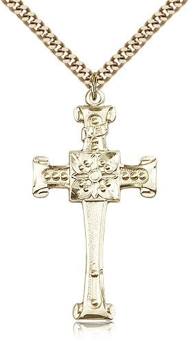 Cross Pendant, Gold Filled - 24&quot; 2.4mm Gold Plated Endless Chain