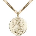 Our Lady of Perpetual Help Medal, Gold Filled - 24&quot; 2.4mm Gold Plated Endless Chain