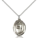 St. Christopher Archery Medal, Sterling Silver, Medium - 18&quot; 1.2mm Sterling Silver Chain + Clasp
