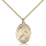 St. Christopher Football Medal, Gold Filled, Medium - Gold-tone