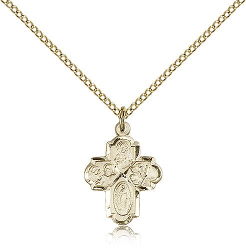 4 Way Cross Pendant, Gold Filled - Gold-tone