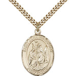 St. John the Baptist Medal, Gold Filled, Large - 24&quot; 2.4mm Gold Plated Chain + Clasp