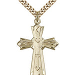 Mosaic Cross Pendant, Gold Filled - 24&quot; 2.4mm Gold Plated Endless Chain