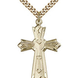Mosaic Cross Pendant, Gold Filled - 24&quot; 2.4mm Gold Plated Endless Chain