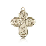 Franciscan 4 Way Cross Pendant, 14 Karat Gold - 14 KT Yellow Gold