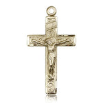 Crucifix Pendant, 14 Karat Gold - 14 KT Yellow Gold