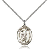 St. Stephanie Medal, Sterling Silver, Medium - 18&quot; 1.2mm Sterling Silver Chain + Clasp