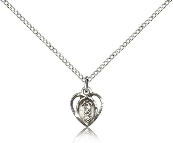 Our Lady of La Salette Medal, Sterling Silver - 18&quot; 1.2mm Sterling Silver Chain + Clasp