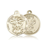 St. Michael National Guard Medal, 14 Karat Gold - 14 KT Yellow Gold