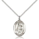St. Nicholas Medal, Sterling Silver, Medium - 18&quot; 1.2mm Sterling Silver Chain + Clasp