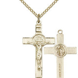 Women's 14 Karat Gold Filled St. Benedict Crucifix Pendant - Gold-tone