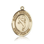 St. Sebastian Martial Arts Medal, 14 Karat Gold, Large - 14 KT Yellow Gold