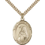 St. Teresa of Avila Medal, Gold Filled, Large - 24&quot; 2.4mm Gold Plated Chain + Clasp