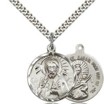 Scapular Medal, Sterling Silver - 24&quot; 2.4mm Rhodium Plate Endless Chain