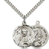 Scapular Medal, Sterling Silver - 24&quot; 2.4mm Rhodium Plate Endless Chain