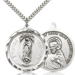 Our Lady of Guadalupe Medal, Sterling Silver - 24&quot; 2.4mm Rhodium Plate Endless Chain