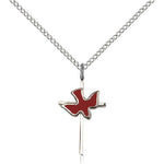 Holy Sprit Cross Pendant, Sterling Silver - 18&quot; 1.2mm Sterling Silver Chain + Clasp