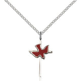 Holy Sprit Cross Pendant, Sterling Silver - 18&quot; 1.2mm Sterling Silver Chain + Clasp
