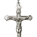 Crucifix Pendant, Sterling Silver - 24&quot; 2.4mm Rhodium Plate Endless Chain