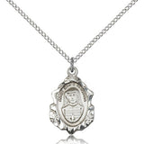 Maria Faustina Medal, Sterling Silver - 18&quot; 1.2mm Sterling Silver Chain + Clasp