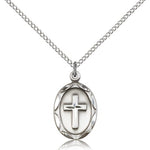 Cross Pendant, Sterling Silver - 18&quot; 1.2mm Sterling Silver Chain + Clasp