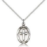 Cross Pendant, Sterling Silver - 18&quot; 1.2mm Sterling Silver Chain + Clasp
