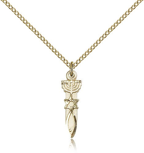 Menorah Star Fish Medal, Gold Filled - Gold-tone