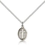 Cross Pendant, Sterling Silver - 18&quot; 1.2mm Sterling Silver Chain + Clasp