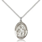 St. Gabriel the Archangel Medal, Sterling Silver, Medium - 18&quot; 1.2mm Sterling Silver Chain + Clasp