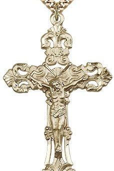 Crucifix Pendant, Gold Filled - 24&quot; 2.4mm Gold Plated Endless Chain