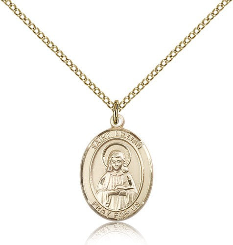 St. Lillian Medal, Gold Filled, Medium - Gold-tone