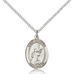 St. Tarcisius Medal, Sterling Silver, Medium - 18&quot; 1.2mm Sterling Silver Chain + Clasp