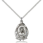Scapular Medal, Sterling Silver - 18&quot; 1.2mm Sterling Silver Chain + Clasp