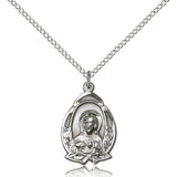 Scapular Medal, Sterling Silver - 18&quot; 1.2mm Sterling Silver Chain + Clasp