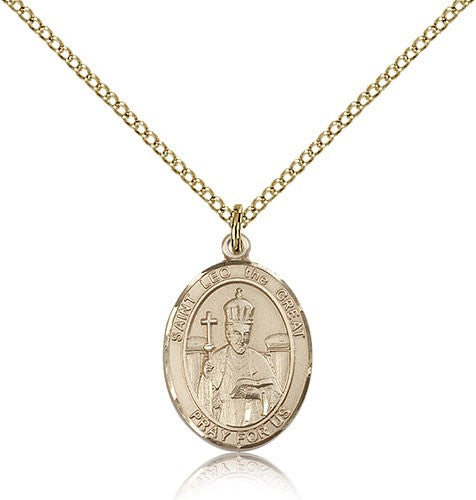 St. Leo the Great Medal, Gold Filled, Medium - Gold-tone