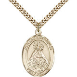 Our Lady of Olives Medal, Gold Filled, Large - 24&quot; 2.4mm Gold Plated Chain + Clasp