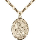 St. Gabriel the Archangel Medal, Gold Filled, Large - 24&quot; 2.4mm Gold Plated Chain + Clasp