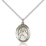 St. Olivia Medal, Sterling Silver, Medium - 18&quot; 1.2mm Sterling Silver Chain + Clasp