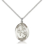 St. Matthew the Apostle Medal, Sterling Silver, Medium - 18&quot; 1.2mm Sterling Silver Chain + Clasp