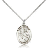 St. Matthew the Apostle Medal, Sterling Silver, Medium - 18&quot; 1.2mm Sterling Silver Chain + Clasp